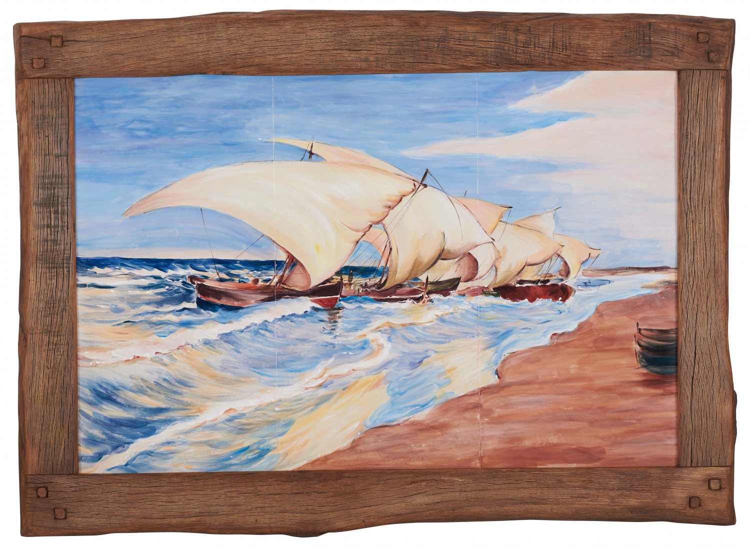 Ceramic painting based on the work of Joaquin Sorolla & Bastida &Acirc;&laquo;Valencian boats&Acirc;&raquo;
