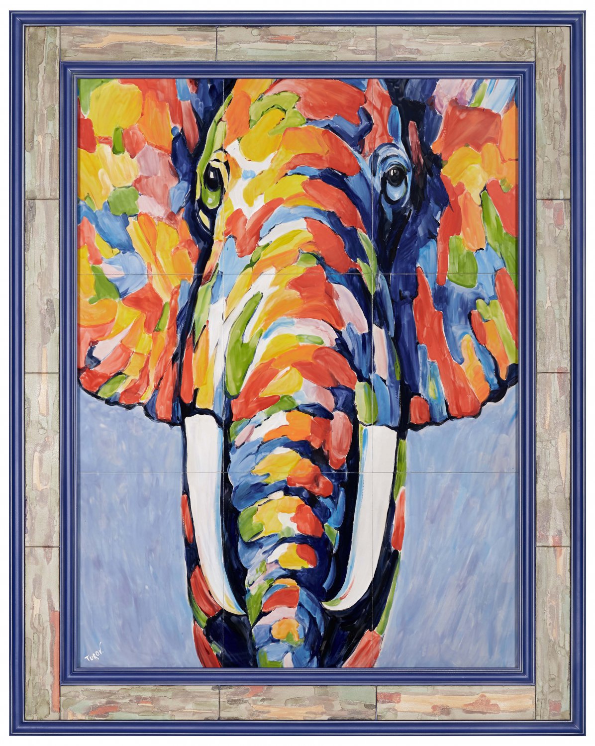 Ceramic painting based on the work of unknown artist &Acirc;&laquo;Elephant&Acirc;&raquo;