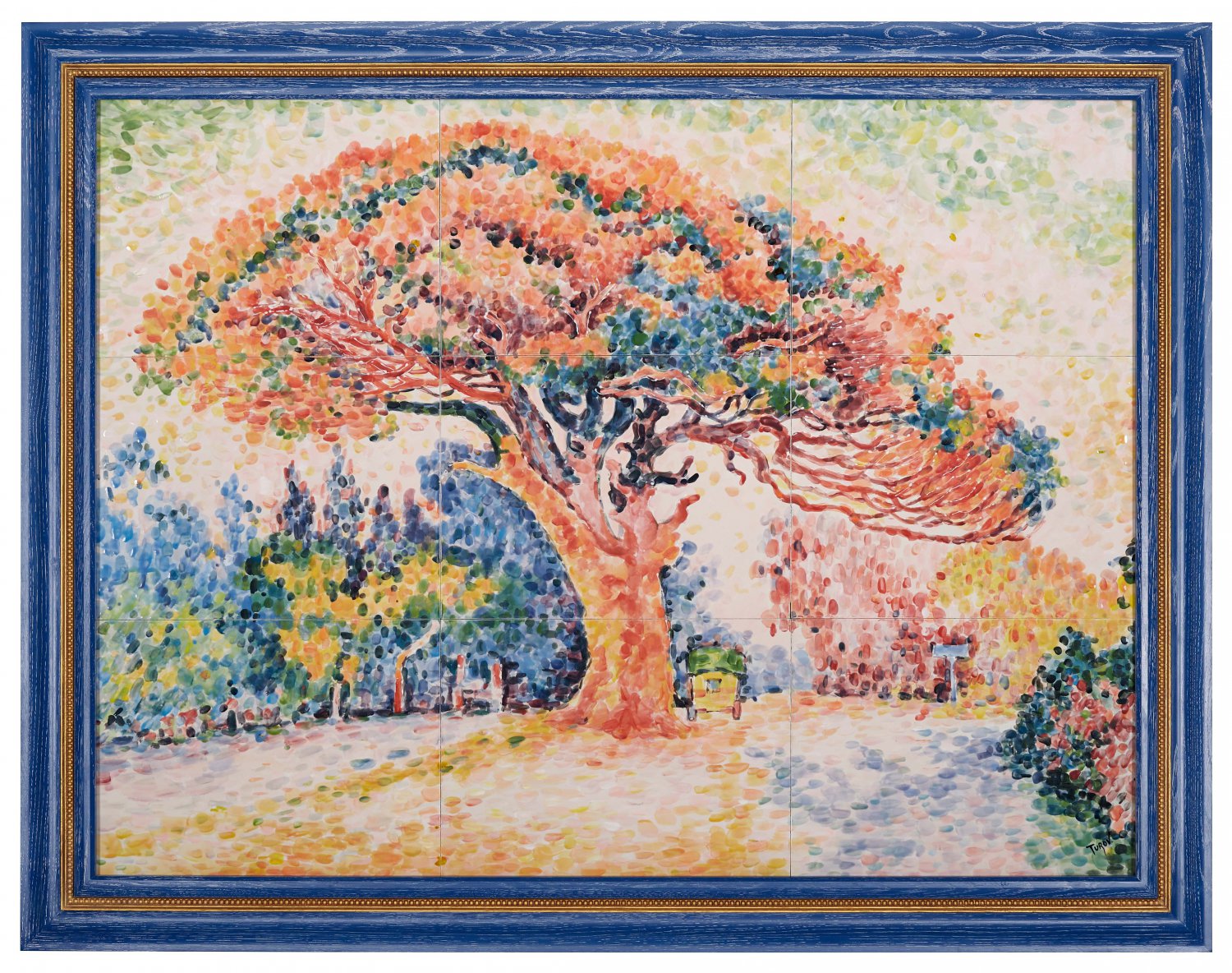 Ceramic painting based on the work of Paul Signac &Acirc;&laquo;The Pine Tree at Saint Tropez&Acirc;&raquo;