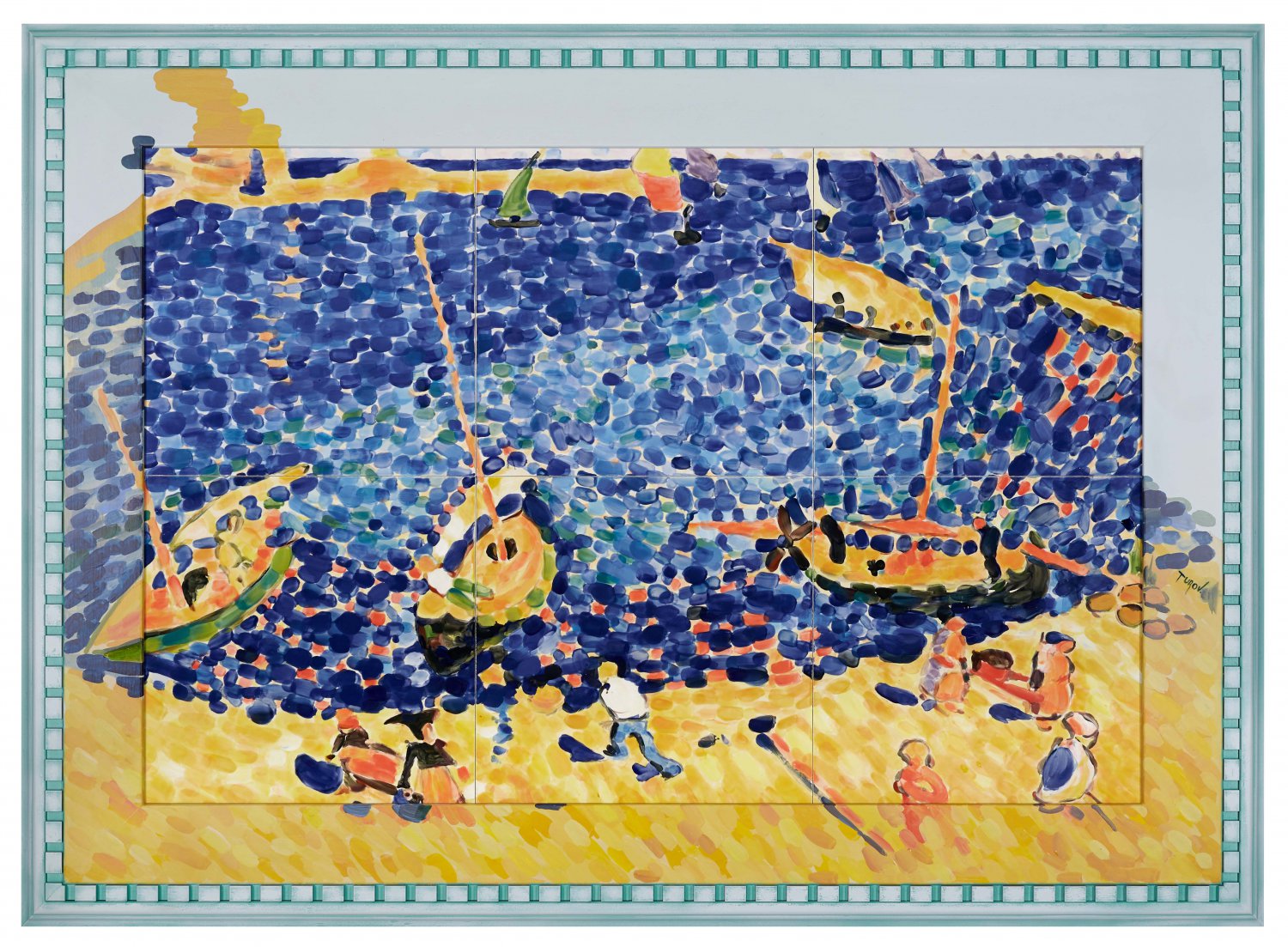 Ceramic painting based on the work of Andre Derain "Boats in Collioure"