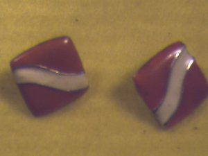 Silver, Red n White Pierced Earrings