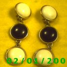 Gold w/Black n White Buttons Clip On Earrings