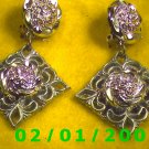  Light Blue Flowers Clip On Earrings