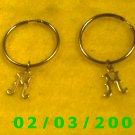 Gold Hoop w/Letter M  Pierced Earrings