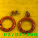 Red Hoop  Pierced Earrings
