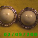 Gold n White Pierced Earrings