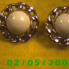 Gold n White Pierced Earrings