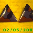 Tri Color Triangles Pierced Earrings