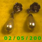 Rhinestones n Pearl Drops Pierced Earrings  (035)