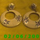 Wide Hoop w/ Floral Design Pierced Earrings