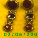 Gold Dangle w/Red n Black Buttons Pierced Earrings