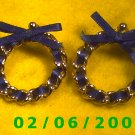 Gold w/Blue Ribbon Pierced Earrings