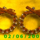 Gold w/Red Ribbon Pierced Earrings