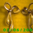 Gold n White Bow Pierced Earrings