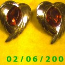 Gold w/Ruby Crystal Pierced Earrings