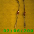 Gold n Bead Dangle Pierced Earrings