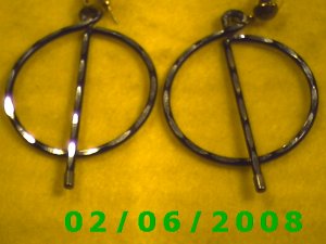 Black n Silver Split Hoop Pierced Earrings (063)