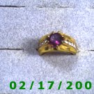 Gold platedRing size 7 China w/ruby and 8 clear stones
