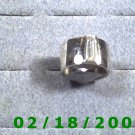 Silver Ring size 7 w/clear rectangle stone, width 11mm
