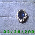 Ring Silver w/blue stone, 14 cz's size 5 (001)