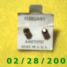  Earrings, Pierced  Birthstone February USA.
