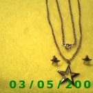 17 1/2" Gold Necklace w/Star, Matching pierced Earrings (025)