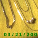 22 1/2" 1mm 3 Strand Gold Necklace w/Pearls  (E-4011)