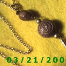33" 2mm Gold Necklace w/Wood n Metal dangle  (E-4013)