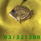 7/8 x 1 1/4" Gold Button Cover (Fish) Sapphire Stone  (R006)
