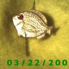 7/8 x 1 1/4" Gold Button Cover (Fish) Ruby Stone  (R007)