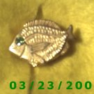  7/8 x 1 1/4" Gold Button Cover (Fish) Emerald Stone  (R025)