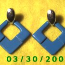 Silver n Blue Pierced Earrings  (037)