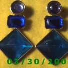 Gold w/Violet, Blue n Green Stones Pierced Earrings (033)