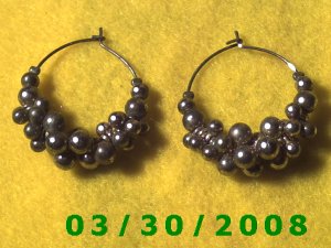 Silver Bead Cluster Pierced Earrings  (039)