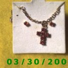 July Birthstone Necklace and Earrings Set Ruby (005)