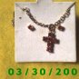 July Birthstone Necklace and Earrings Set Ruby (005)