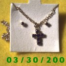 September Birthstone Necklace and Earrings Set Sapphire (007)