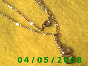 Gold Necklace w/2 Crystals    E5024