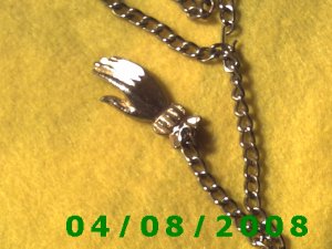 Silver Necklace w/Charms w/Hand     E6022