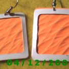Orange and White Pierced Earrings      Q1007