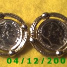 Gold French Coin Replica Pierced Earrings     Q1013