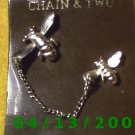 Chain and 2 Bees Silver Vintage Hat Pins            Q2002