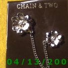Chain and 2 Flowers Silver Vintage Hat Pins         Q2003