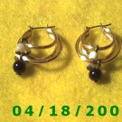 Gold Hoop Pierced Earrings w/Beads   Q3A008