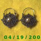Silver Hoop Pierced Earrings w/Charm    Q3045