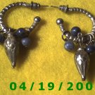 Silver Hoop Pierced Earrings w/Beads    Q3046