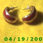 Gold and Red Hoop Pierced Earrings    Q3048