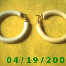White Hoop Pierced Earrings    Q3057