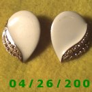 Gold and White Clip On Earrings.............   096