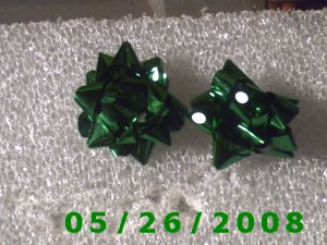 Green Bow Pierced Earrings     C003